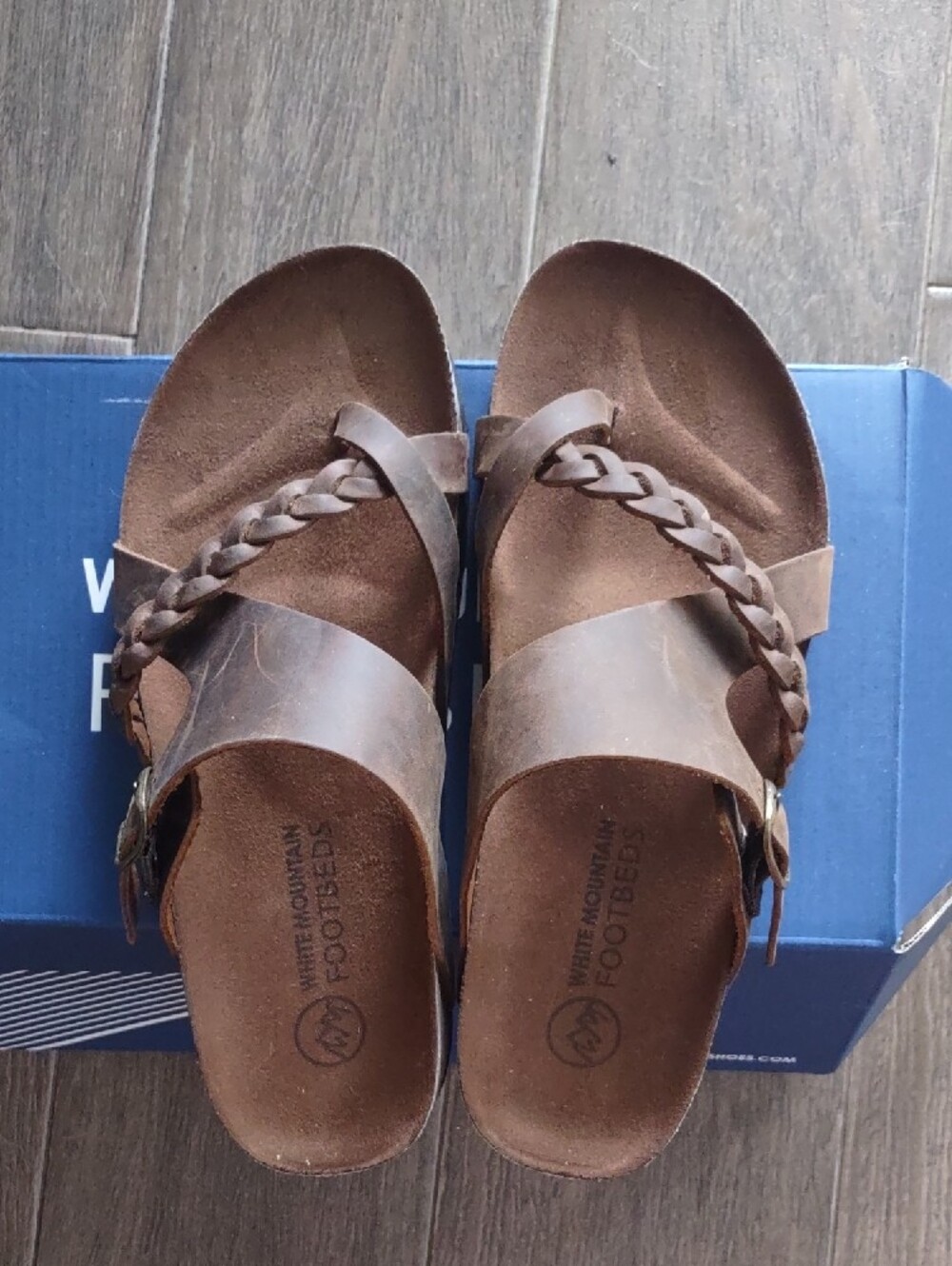 White Mountain Brown Leather Footbed Slide Sandals, Size 8, New With Tag's - Picture 6 of 6
